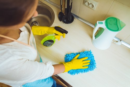 Professional cleaners in SW11 working in a modern London home