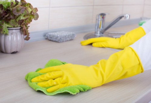 Supervisor checking cleaning equipment and incident records